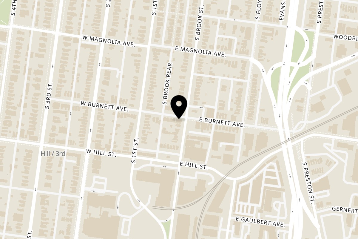 Map showing the location of Burger Boy Diner on 1450 S Brook St in Louisville